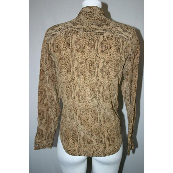 Spenser Jeremy Women's Blouse Brown Size 4 Rattlesnake Scales Abalone Buttons - Picture 10 of 12